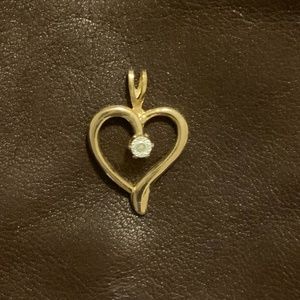 Gold color heart charm with petite faux diamond